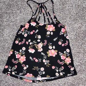 Floral Black and Pink Women's Top